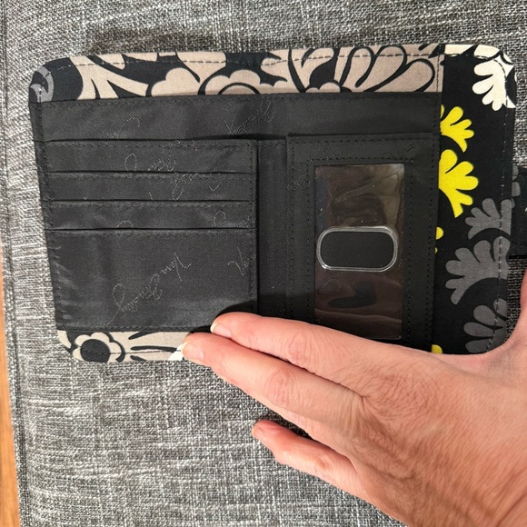 Vera Bradley Black and Yellow Floral Wallet, NWT - Picture 4 of 6
